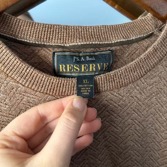 Jos. A. Bank Brown Textured Long Sleeve Crewneck Sweater Cotton Silk Blend - Picture 2 of 6